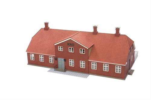 Hobbytrade 87380 Dorfgasthof mit roten Steinen, Lasercut, H0
